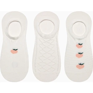 Peach Jacquard 3lü Sneaker Çorap