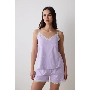 Lilac Dotted Şortlu Pijama Takımı
