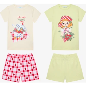 Kız Çocuk Tomato Sauce Çok Renkli Pamuklu 2li Pijama Takımı