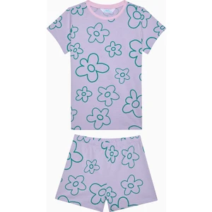 Kız Çocuk Flowers Lila Pijama Takımı