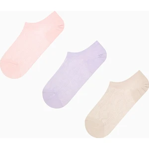 Soft Color Jacquard Pembe Mor 3lü Sneaker Çorap