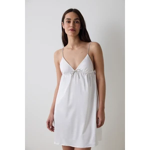 Bridal Delicate Saten Kırık Beyaz Gecelik