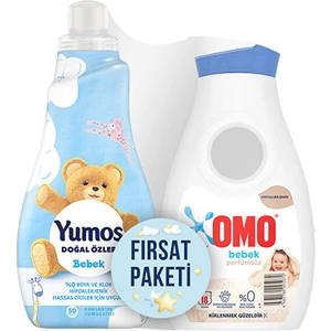 Doğal Özler Konsantre Yumuşatıcı Bebek 1200 ml + Omo Bebek Sıvı Deterjan 900 ml