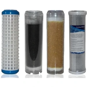 Aqua Bella Daire Bina Sayaç Girişi 10" Inc 4 Aşama ( Yıkanabilir , Gac , Reçine , Blok ) Yedek Filtre Seti
