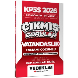 Yediiklim 2026 Kpss Ortaöğretim Ön Lisans Genel Kültür Vatandaşlık Tamamı Çözümlü Çıkmış Sorular (2024 Soruları Dahil)