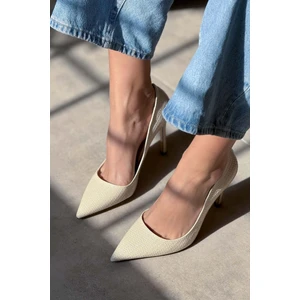 Nişantaşı Shoes Vanessa Ten Hasır Rugan Sivri Burun Kadın Stiletto