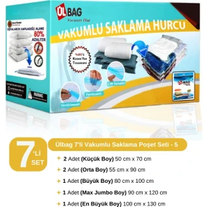 7'li Vakumlu Saklama Poşeti Set-5 ( Yastık - Elbise-battaniye - Yorgan Ve Döşek) Vakumlu Hurç