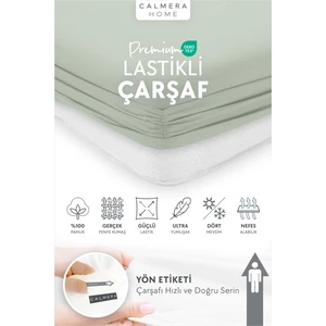 Calmera Home %100 Pamuk Penye Lastikli Çarşaf - Tek Kişilik | Fitted - Mint - Açık Yeşil - 90 x 190 cm