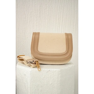 Bella Bej Keten Çapraz Kadın Çanta