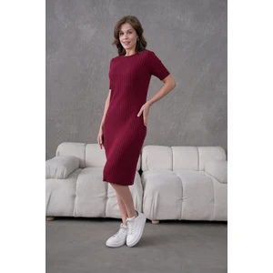 Irmak Kerekli Kadın Fitilli Kısa Kollu Triko Elbise 1345