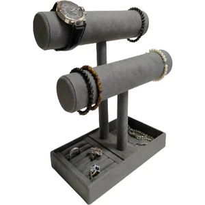 Iki Katmanlı Gri Özel Bilezik Bileklik Saat Yüzük Standi