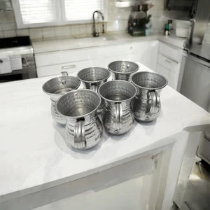 Funas Group Alüminyum Ayran Bardağı, Büyük Boy, Bakır Görünümlü Bardak, Alüminyum Maşrafa 6 Adet