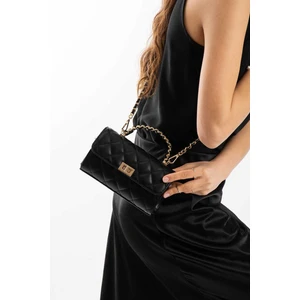 Kadın Gold Zincir Askı Detaylı Kapitoneli Askılı El ve Omuz Çantası