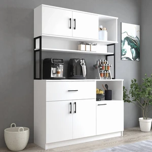 MTD0201 Inci 128  cm  Kapaklı Çekmeceli Raflı Mutfak Dolabı Beyaz