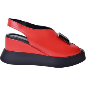 25100240Y Kadın Deri Dolgu Topuk Sandalet