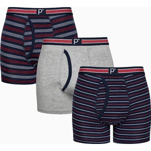 Erkek Kırmızı Çizgili 3lü Çok Renkli Boxer