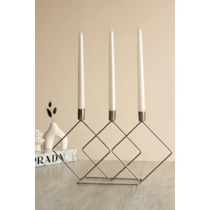 Sanat Sepet İşleri "mum Hediyeli" Asimetrik 3'lü Paslanmaz Metal Dekoratif Şamdanlık - Şamdan Mumluk