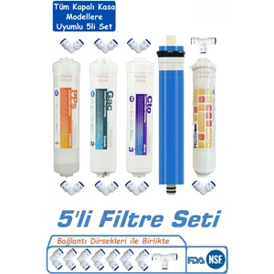 Aqua Bella Prolite Store Su Arıtma Filtresi Seti 5'li Aktif Karbon ve Membran Kapalı Kasa Cihazlara Uyumlu