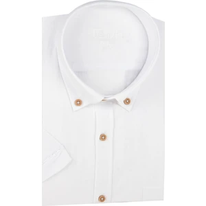 Erkek Beyaz Pamuklu Cepli Yazlık Kısa Kollu Gömlek Keten Gömlek