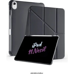 Apple iPad 11. Nesil A16 2025 Uyumlu 10.9 Inç Kalem Bölmeli Standlı Fuchsia Tri Folding Tablet Kılıfı