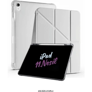 Apple iPad 11. Nesil A16 2025 Uyumlu 10.9 Inç Kalem Bölmeli Standlı Fuchsia Tri Folding Tablet Kılıfı
