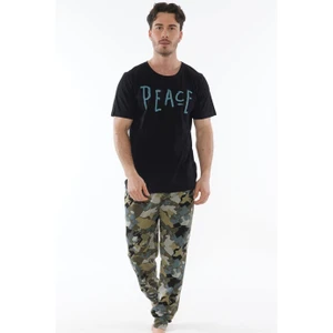 Gazzaz Erkek Siyah Kısa Kollu Pijama Takımı