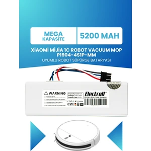 Xiaomi Mijia 1c Robot Vacuum Mop P1904-4S1P-MM Uyumlu Batarya (Mega Kapasite) 5200MAH Pil Robot