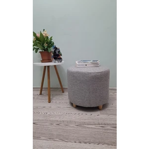 Ahşap Ayaklı Keten Kumaş Yuvarlak Puf&bench Koltuk/tabure