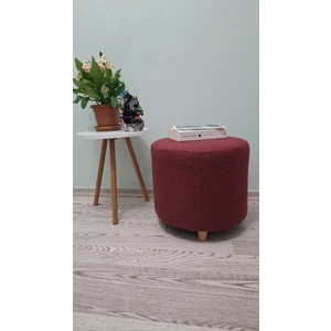 Ahşap Ayaklı Keten Kumaş Yuvarlak Puf&bench Koltuk/tabure