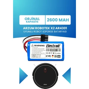 Arzum Robotek X2 AR4301 Robot Süpürge Bataryası (Orjinal Kapasite) 2600MAH Robot Süpürge Pil