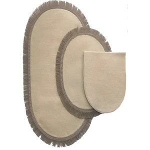 Bonny Home Shareton Oval Vizon 3'lü Burgu Saçaklı Banyo Paspası Seti Püsküllü Klozet Takımı