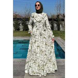 Rabia Şamlı Botanik Elbise Yeşil