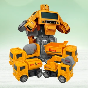 Robota Dönüşebilen Çek Bırak Oyuncak Iş Makineleri / Inşaat Araçları 4 Adet
