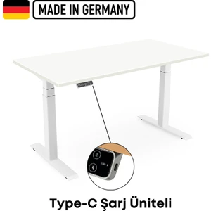 Updo Plus Çift Motorlu Elektrikli Yükseklik Ayarlı Masa - 25MM Tabla - Beyaz Ayak