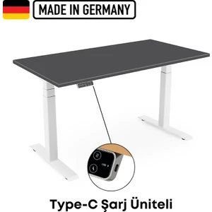 Updo Plus Çift Motorlu Elektrikli Yükseklik Ayarlı Masa - 25MM Tabla - Beyaz Ayak