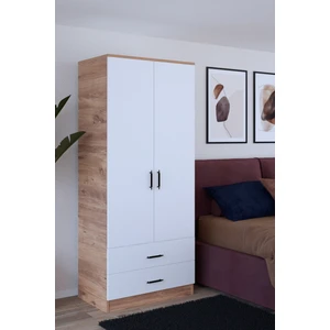 Abete-2 Kapılı 2 Çekmeceli Gardırop / Atlantik Çam-Beyaz