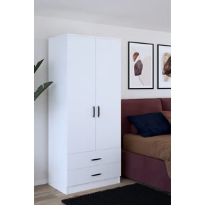 Abete-2 Kapılı 2 Çekmeceli Gardırop / Beyaz