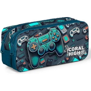 Coral High Kids Nefti Gamer Desenli Iki Bölmeli Kalem Çantası 12097