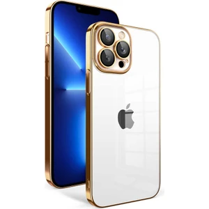 Apple iPhone 12 Pro Uyumlu Kamera Korumalı Renkli Çerçeveli Zore Garaj KAPAK-GOLD-8680436638415-TA83247-TC