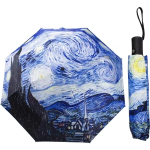 De Beers Van Gogh Yağlıboya Otomatik Şemsiye Küçük Taze Vinil Şemsiye Yağlıboya Otomatik Rüzgar Geçirmez Rüzgara Dayanıklı Güneş Katlanır (Yurt Dışından)