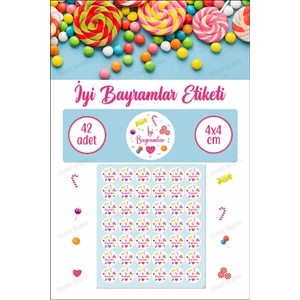 Şekerli İyi Bayramlar Etiketi Ramazan Bayramı Kurban Bayramı Sticker Suya Dayanıklı