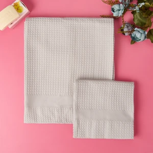 Soft Waffle 2'li Havlu Seti - Gri - 60X110 cm + 40X60 cm