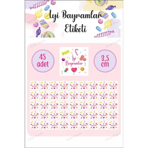 Kare Şeklinde Şekerli İyi Bayramlar Etiketi Ramazan Bayramı Kurban Bayramı Sticker