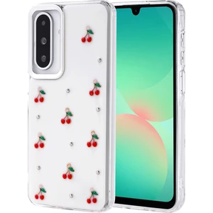 ZORE Galaxy A26 Kılıf Airbag Tasarımlı Simli Şeffaf Kutup Kapak - Kiraz