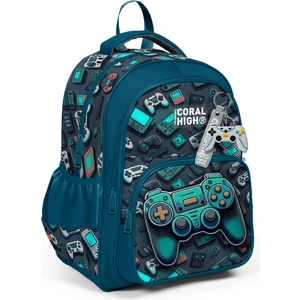 Coral High Nefti Gamer Desenli Üç Bölmeli Okul Sırt Çantası 14423
