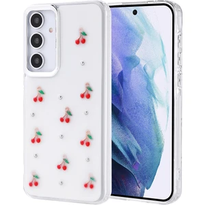 ZORE Galaxy A55 Kılıf Airbag Tasarımlı Simli Şeffaf Kutup Kapak - Kiraz