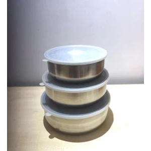 Paslanmaz Çelik Saklama Kabı 3'lü Çelik