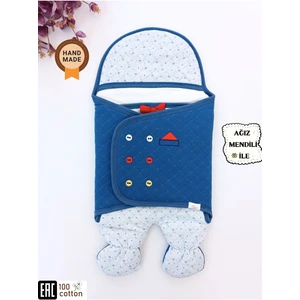 Double Face Erkek Bebek Ayaklı Kundak Mavi