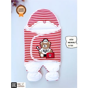 Sağlıkçı Ayı Ayaklı Kundak Kırmızı