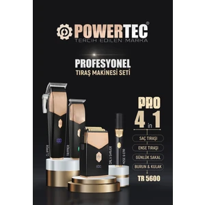 TR-5600 Pro 4'lü Set Saç-Sakal&ense-Günlük Sakal-Burun&kulak(4'lü Şarj Standı ve Önlük Hediye)